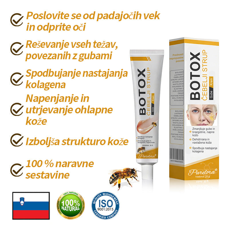 🔥Zadnji dan razprodaje: 70 % popust - krema proti gubam Purelora® Botox s čebeljim strupom