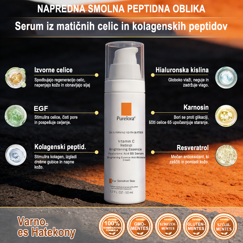 Purelora® revitalizacijska krema z izvlečkom matičnih celic EGF in bakrovim peptidom (globoko aktivira notranjo regeneracijo kože, jo naredi bolj čvrsto in gladko)