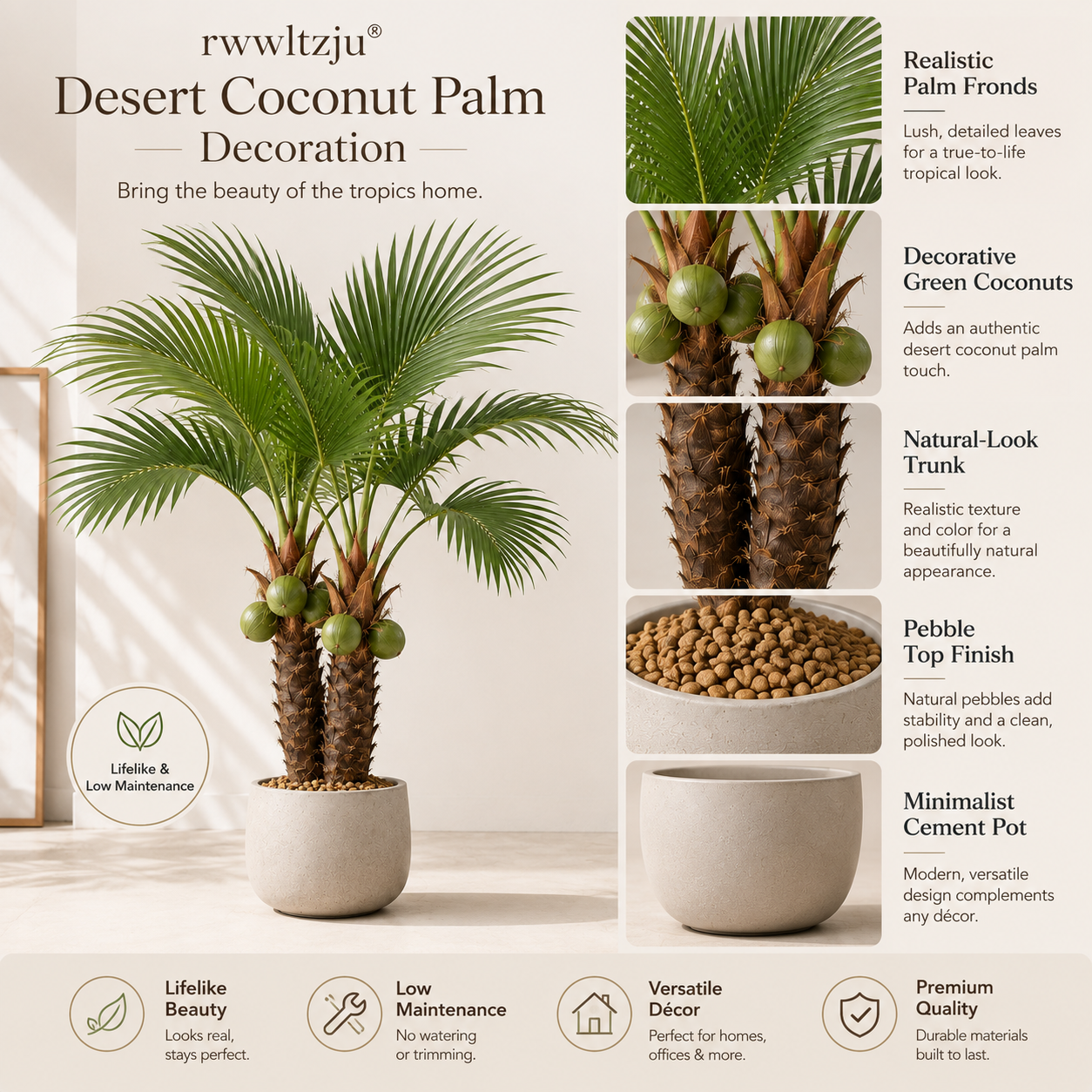 rwwltzju® Desert Coconut Palm Decoration
