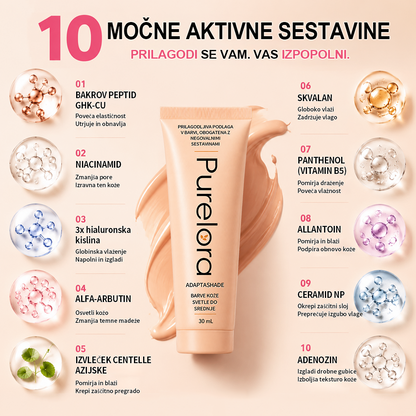 💖【Uradna trgovina】PURELORA® AdaptaShade Foundation——Podlaga za prilagajanje barve kože z dodatki za nego kože